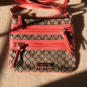 Nine West Coral Zip & Logo Fabric Crossbody